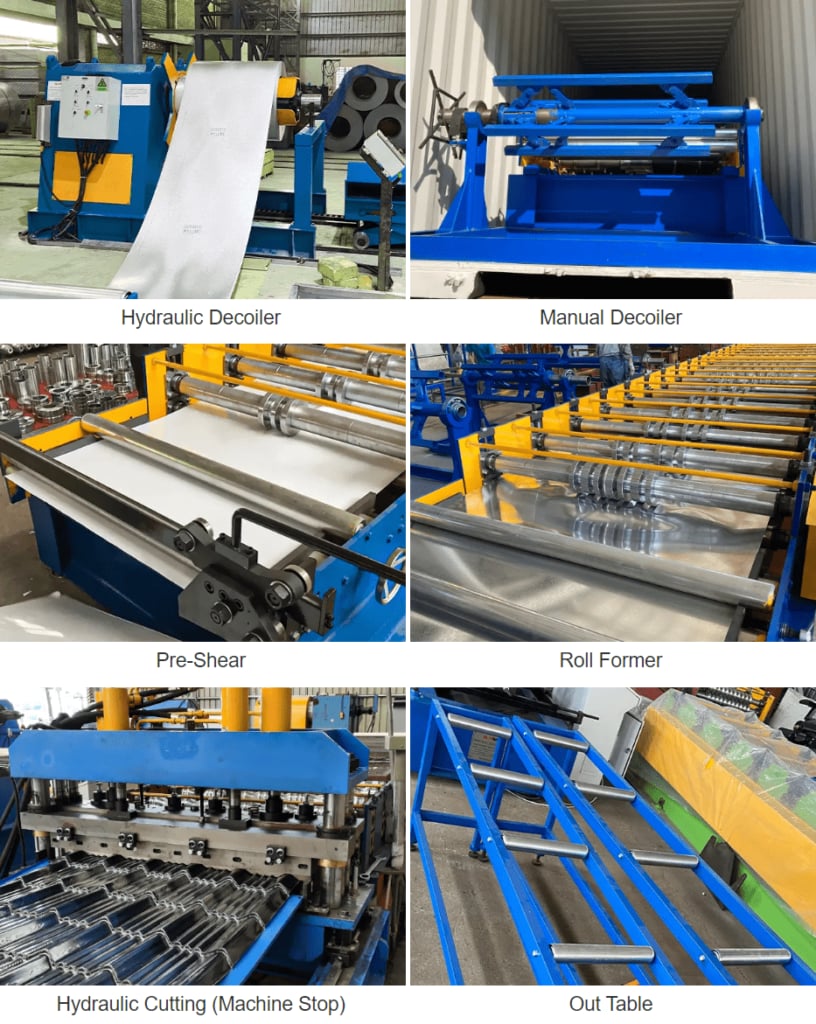 Photo collage of metal forming equipment and components