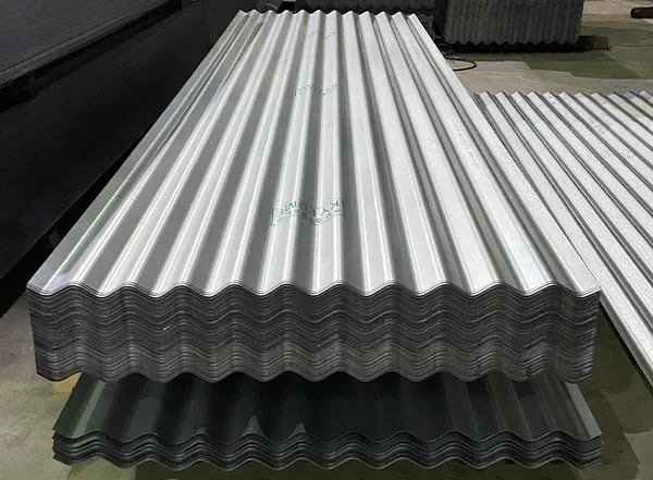 Stacked corrugated metal sheets