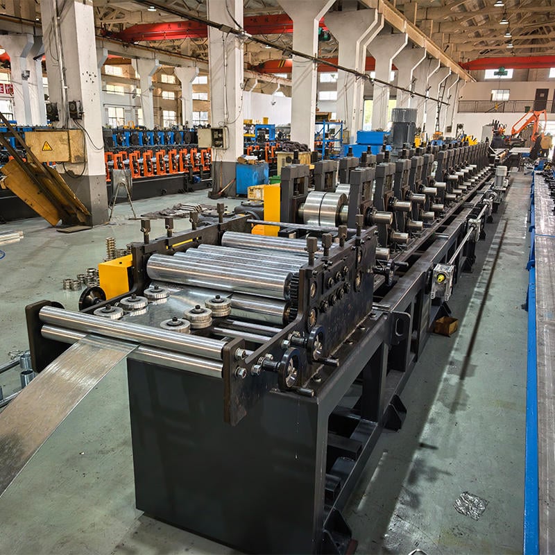 Metal processing equipment in a factory workshop