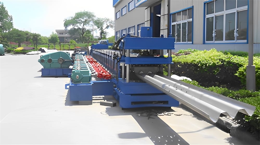 Three waves highway guardrail machine